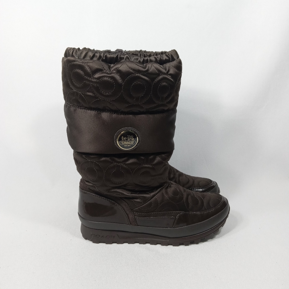 COACH Women's 'Drexel'  Quilted Winter Boots In Chocolate Brown Color Size 8.5